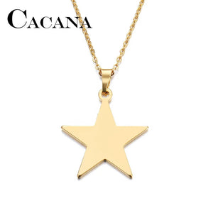 Stainless Steel Pentagram Silver Pendant Necklace