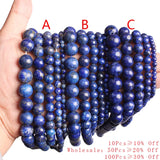 100% Natural Lapis Lazuli Round Beads 4 6 8 10 12mm - DIY Bracelet Necklace
