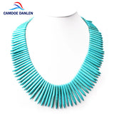 CAMDOE DANLEN Howlite Turquoises Necklace Vintage 48CM Long Pendant