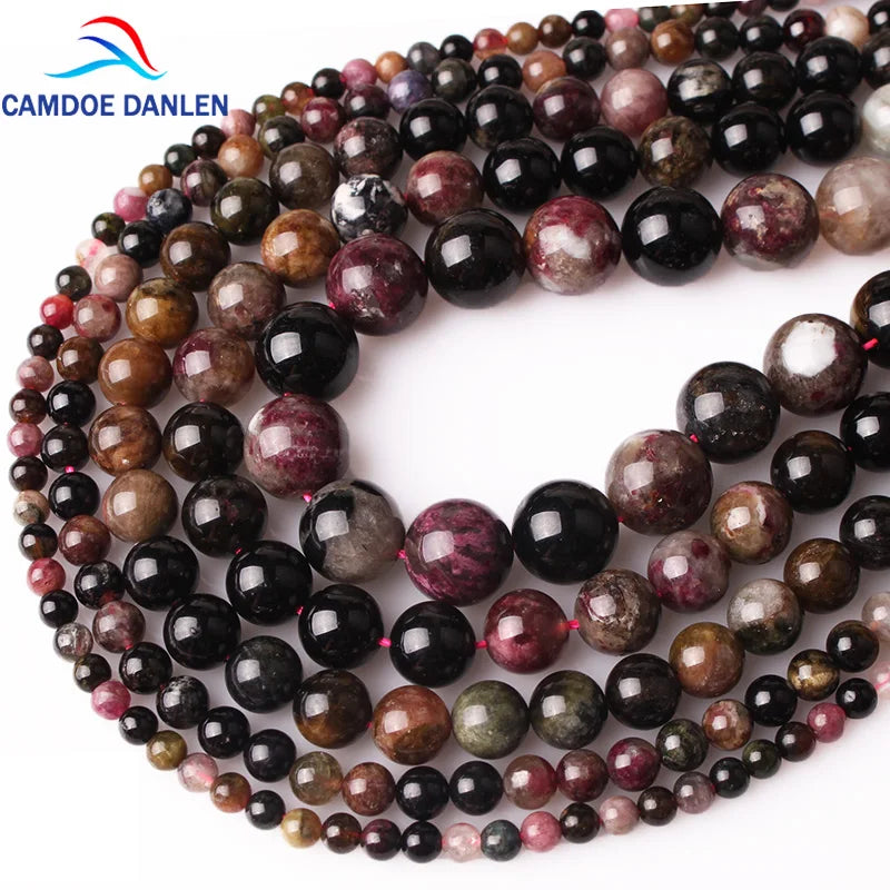 Natural Tourmaline Round Loose Beads 4-12mm for DIY Jewelry Making