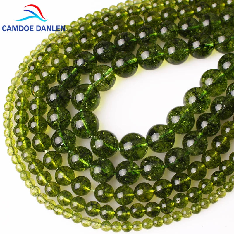 Rock Crystal Green Peridot Loose Beads 4-12MM DIY Jewelry Making