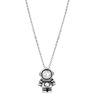 925 Silver Astronaut Pendant Necklace Cosmonaut Jewelry for Women