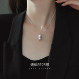 925 Silver Astronaut Pendant Necklace Cosmonaut Jewelry for Women