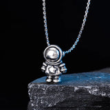 925 Silver Astronaut Pendant Necklace Cosmonaut Jewelry for Women