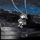 925 Silver Astronaut Pendant Necklace Cosmonaut Jewelry for Women
