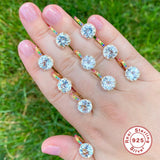 925 Silver Hoop Earrings Women Zircon Pendant High Hoops Jewelry