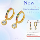 925 Silver Hoop Earrings Women Zircon Pendant High Hoops Jewelry
