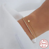 925 Silver Rhinestone Bracelet Square Zircon Bride Gift