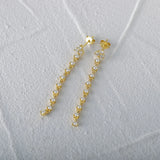 925 Silver Triangle Drop Earrings with Tassel Chain Studs for Women