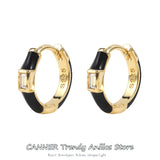 Colorful Enamel Hoop Earrings 925 Silver Dripping Oil Fine Jewelry Cartilage