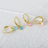 Colorful Enamel Hoop Earrings 925 Silver Dripping Oil Fine Jewelry Cartilage