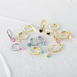 Colorful Enamel Hoop Earrings 925 Silver Dripping Oil Fine Jewelry Cartilage