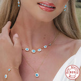 Real 925 Silver Turquoise Oil Necklace & Earring Set