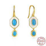 Real 925 Silver Turquoise Oil Necklace & Earring Set