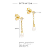925 Sterling Silver Tassel Chain Hanging Earrings For Women Girls