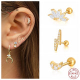 925 Silver Crystal Zircon Stud Earrings for Women