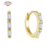 925 Silver Zircon Huggie Hoop Earrings CZ Circle Fine Jewelry Gift