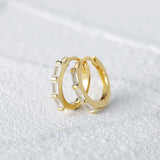 925 Silver Zircon Huggie Hoop Earrings CZ Circle Fine Jewelry Gift