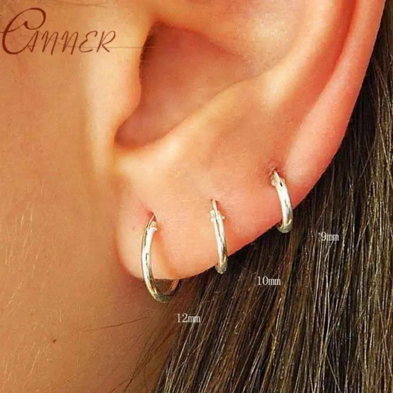 925 Sterling Silver Circle Hoop Earrings for Women Pendientes Ear Buckle