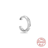 925 Sterling Silver Clip Earrings C-shaped Diamond Pattern Ear Cuff