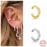 925 Sterling Silver Clip Earrings C-shaped Diamond Pattern Ear Cuff
