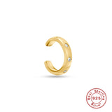 925 Sterling Silver Clip Earrings C-shaped Diamond Pattern Ear Cuff