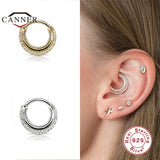 925 Sterling Silver Hoop Earrings Nose Ring Zircon Cartilage Jewelry