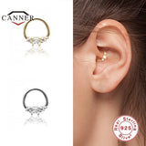 925 Sterling Silver Hoop Earrings Nose Ring Zircon Cartilage Jewelry