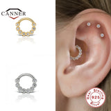 925 Sterling Silver Hoop Earrings Nose Ring Zircon Cartilage Jewelry