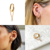 925 Silver Rhinestone Ear Bone Tassel Earrings