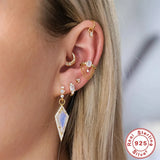 925 Silver Rhinestone Ear Bone Tassel Earrings