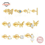 925 Silver Butterfly Evil Eye Cartilage Earring