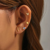 925 Silver Butterfly Evil Eye Cartilage Earring