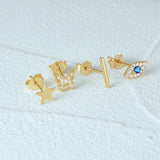925 Silver Butterfly Evil Eye Cartilage Earring
