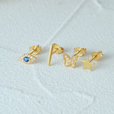 925 Silver Butterfly Evil Eye Cartilage Earring