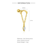 925 Silver CZ Chain Stud Earrings for Women