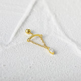 925 Silver CZ Chain Stud Earrings for Women