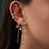925 Silver CZ Chain Stud Earrings for Women