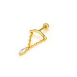 925 Silver CZ Chain Stud Earrings for Women