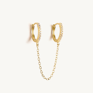 925 Sterling Silver Round Hoop Earrings with Tassel Chain for Women