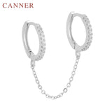 925 Sterling Silver Round Hoop Earrings with Tassel Chain for Women