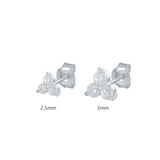 925 Sterling Silver Flower Stud Earrings Crystal Wedding Jewelry