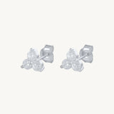 925 Sterling Silver Flower Stud Earrings Crystal Wedding Jewelry