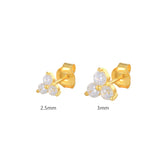 925 Sterling Silver Flower Stud Earrings Crystal Wedding Jewelry
