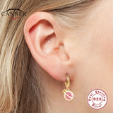 925 Silver Enamel Hoop Earrings Fruit Charms Cherry Strawberry Watermelon