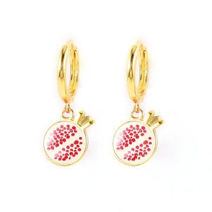 925 Silver Enamel Hoop Earrings Fruit Charms Cherry Strawberry Watermelon