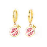 925 Silver Enamel Hoop Earrings Fruit Charms Cherry Strawberry Watermelon