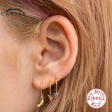 925 Silver Enamel Hoop Earrings Fruit Charms Cherry Strawberry Watermelon