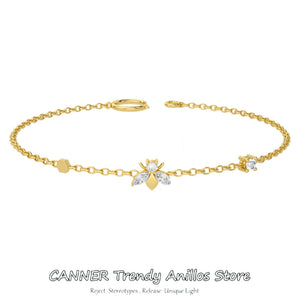 925 Silver Zircon Bee Bracelet for Women, Fine Jewelry Gift