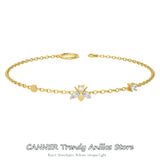 925 Silver Zircon Bee Bracelet for Women, Fine Jewelry Gift
